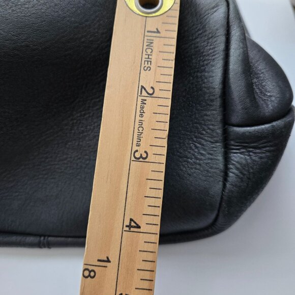 Burin Large Black Leather Tote Bag Front Pocket Satchel Boho Slouchy Minimalist - Picture 4 of 13